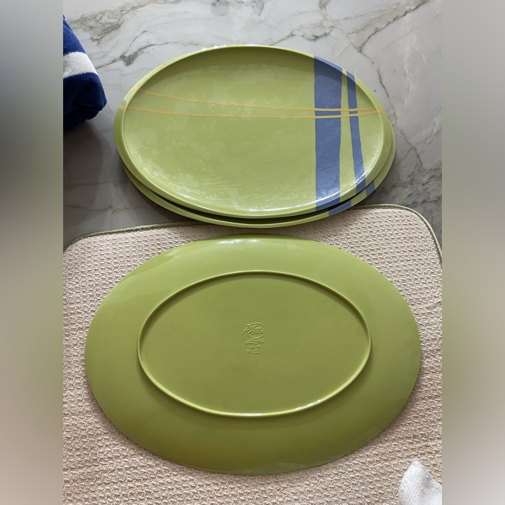 2 Zak Designs Blue Plates Geometric Melamine Plastic Taiwan 98071 Marimekko Styl